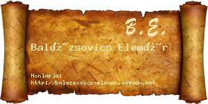 Balázsovics Elemér névjegykártya